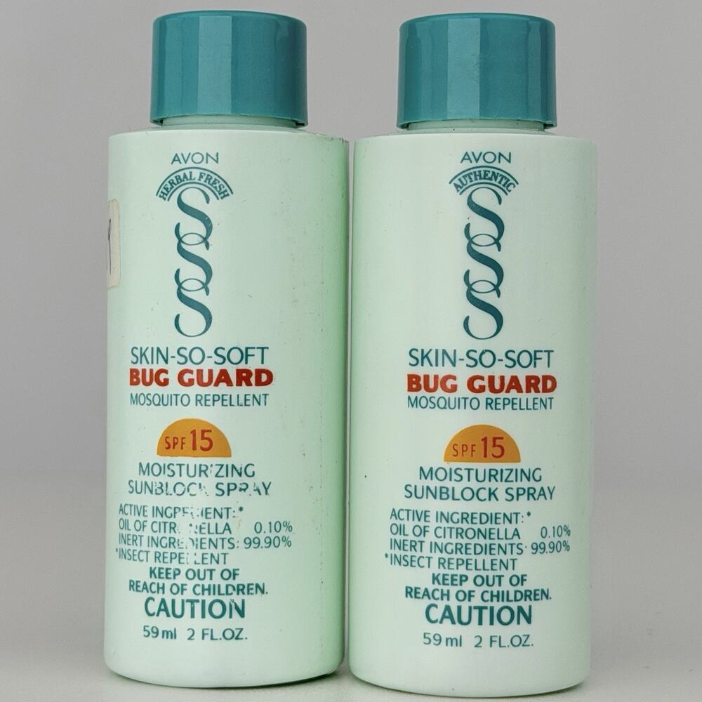 1997 Avon Skin So Soft Bug Guard SPF 15 Mosquito Repellent Set 2 Travel Size